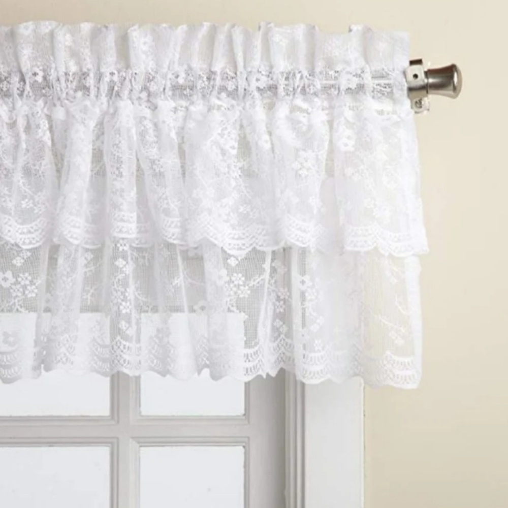 Ruffle Lace Sheer Layered Curtain Valance